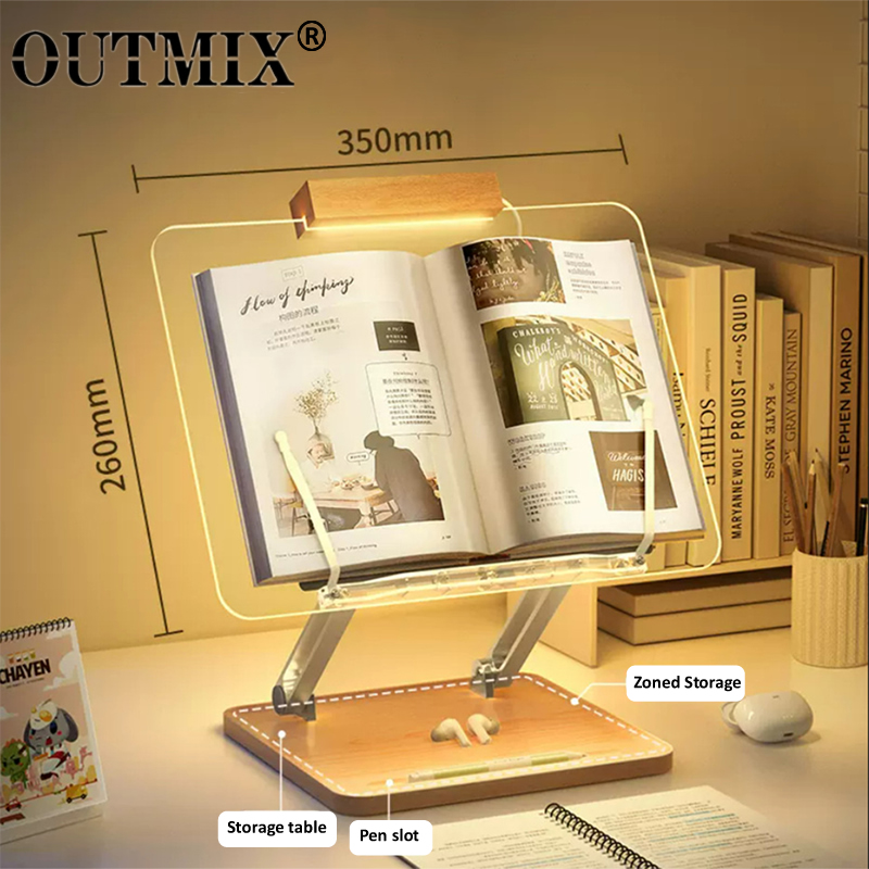 Laptop Extra Accessories - Drewniany stojak do czytania z oświetleniem,