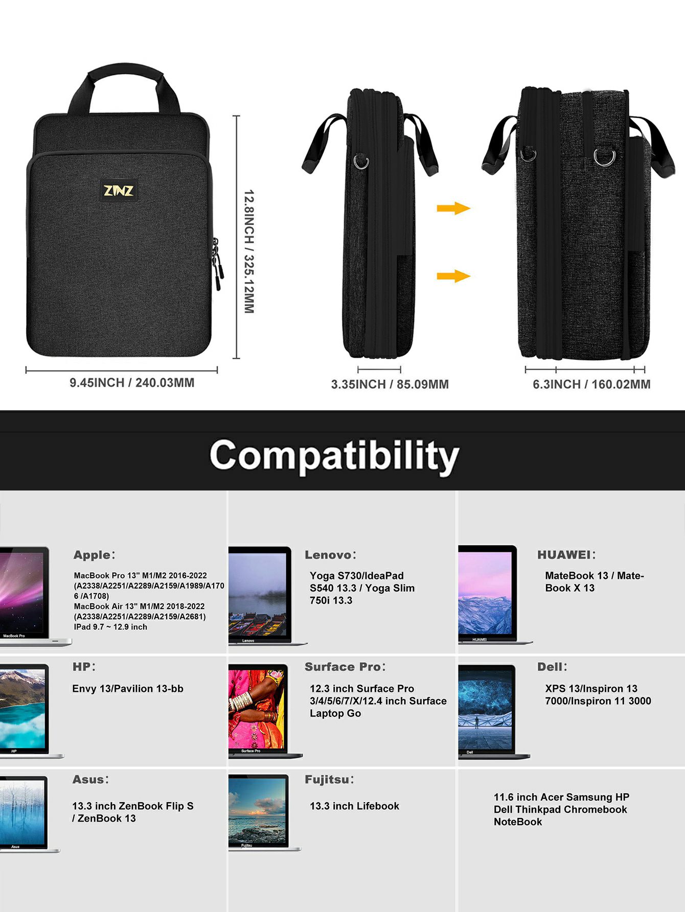 12.9-13 calowa torba na ramię  – Laptop Accessories Organizer Bag recenzja i cena